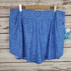 NWT Coolibar Womens Large UPF 50+ Ripple Swim Shorts Blue Print
